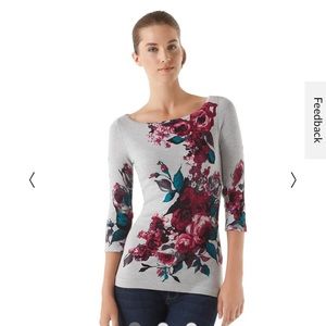 WHBM Boatneck Floral Top